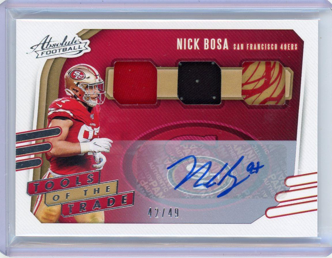 2020 Panini Absolute #TTT-9 Nick Bosa Tools of the Trade /49 Jersey Auto