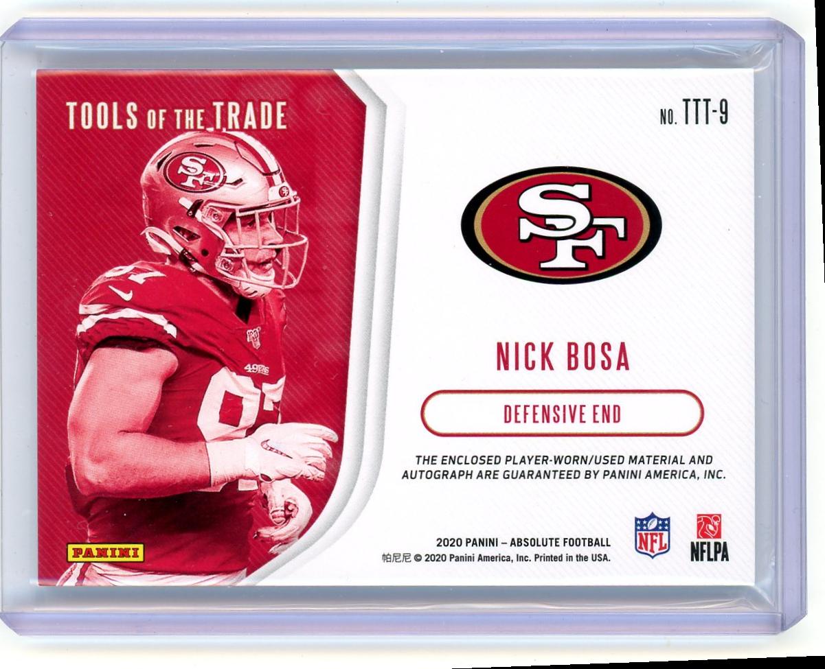 2020 Panini Absolute #TTT-9 Nick Bosa Tools of the Trade /49 Jersey Auto