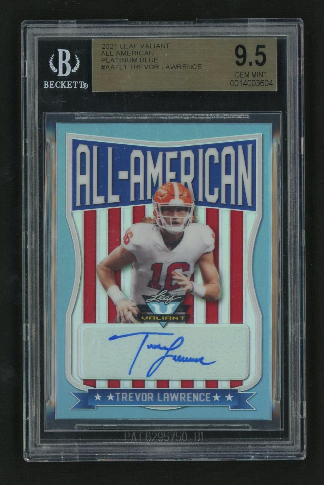 2021 Leaf Valiant All Amer Blue Trevor Lawrence #AA-TL1 Auto /20 BGS 9.5 Auto 9