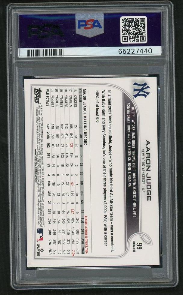 2022 Topps SSP Aaron Judge #99 PSA 10
