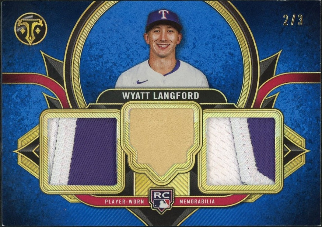 2024 Topps Triple Threads RTR-WL Wyatt Langford Rookie Team Relics Rookie /3 Texas Rangers