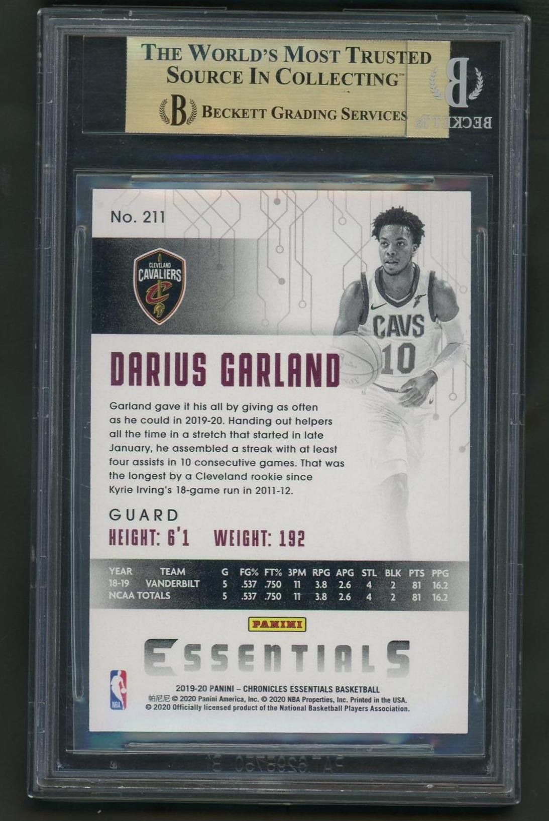 2019 Panini Chronicles Essentials Gold Darius Garland Rookie /10 BGS 9.5 