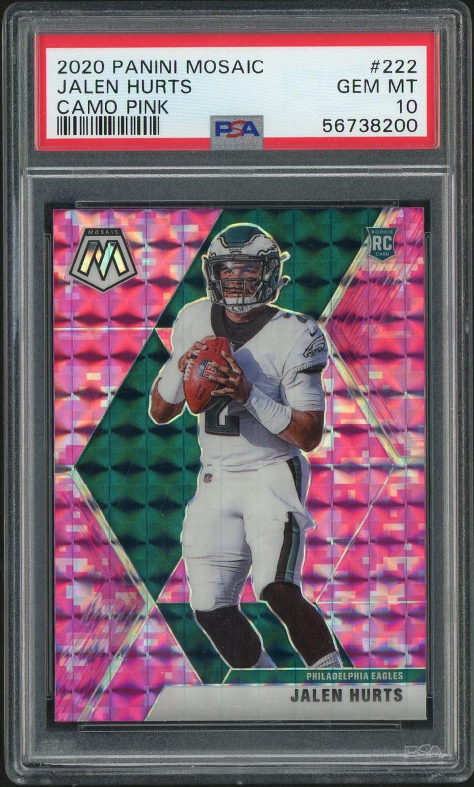 2020 Panini Mosaic #222 Jalen Hurts Camo Pink Mosaic PSA 10