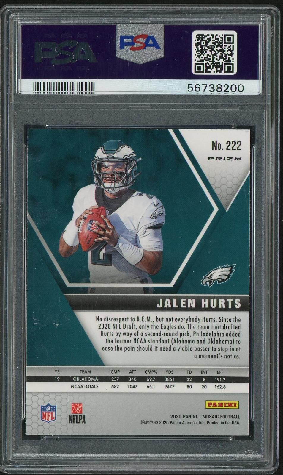 2020 Panini Mosaic #222 Jalen Hurts Camo Pink Mosaic PSA 10
