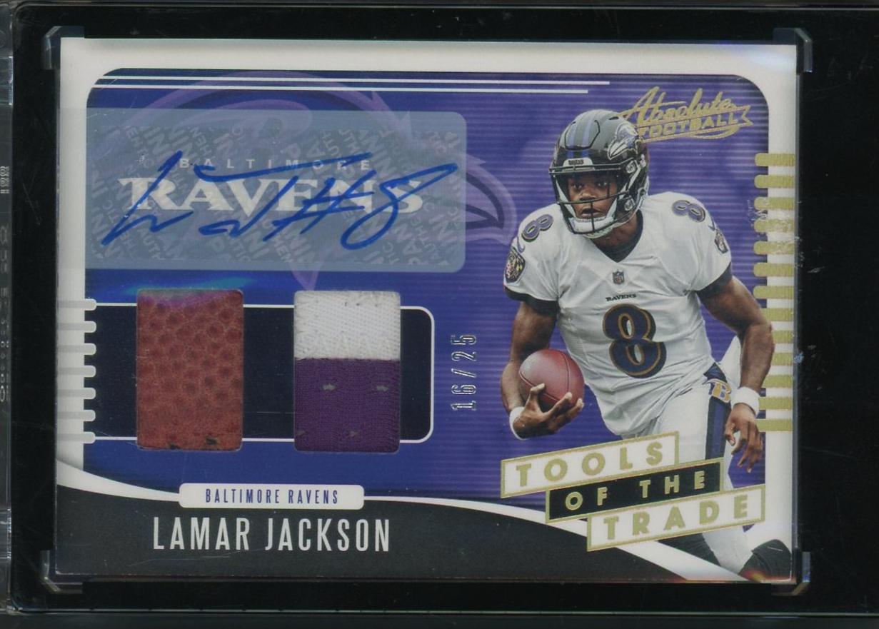 2019 Panini Absolute Tools of the Trade Lamar Jackson #TTD-LJ Patch Auto /25
