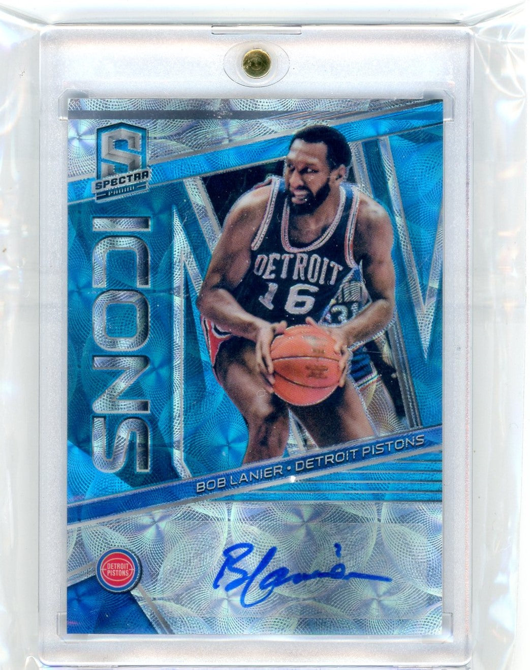 2018 Panini Spectra Icons Autographs Neon Blue Bob Lanier #3 /60