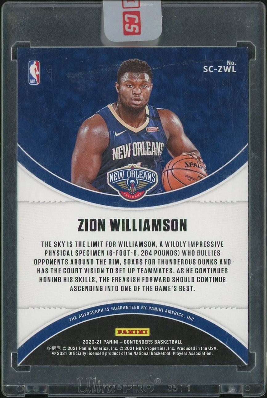 2020 Panini Contenders Sophomore Zion Williamson #SC-ZWL Auto /25