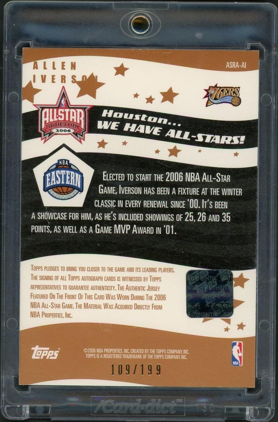 2006 Topps All-Star Rally Allen Iverson /199 Patch Auto 76ers