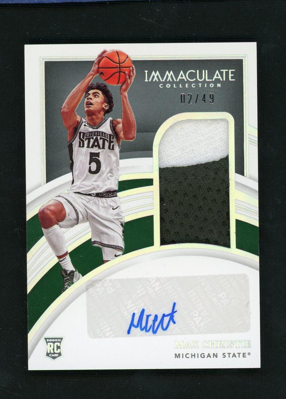 2022 Panini Immaculate Collection 55 Max Christie Rookie /49 Michigan State Auto