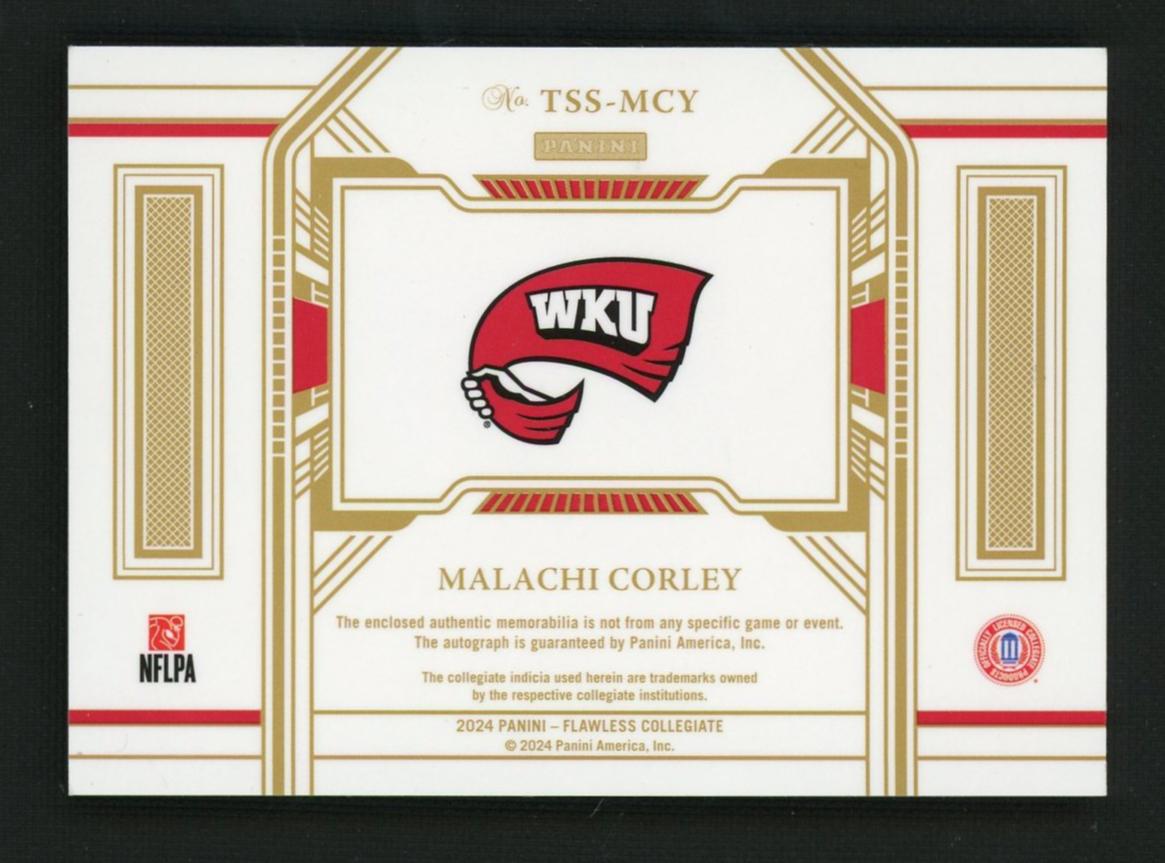 2024 Panini Flawless Coll. Team Slogan Malachi Corley #TSS-MCY Patch Auto /15