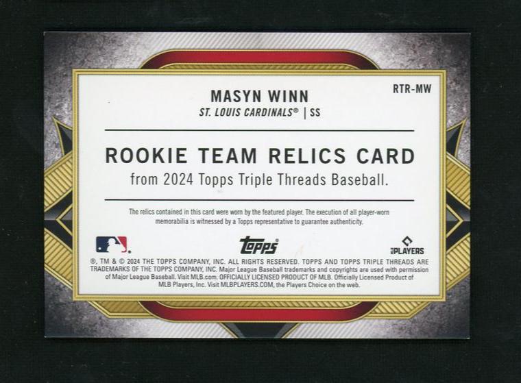 2024 Topps Triple Threads RTR-MW Masyn Winn Rookie Team Relics Rookie /18 St. Louis Cardinals