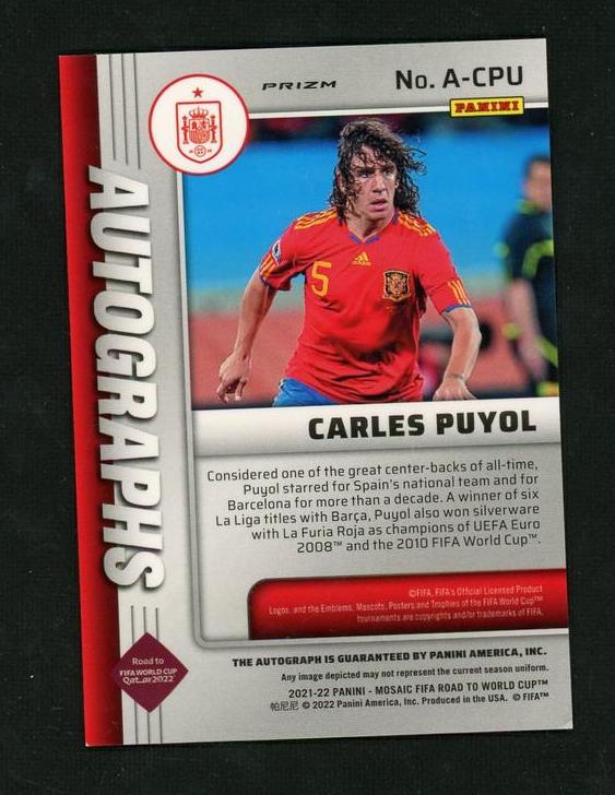 2022 Panini Prizm A-CPU Carles Puyol Autographs Spain