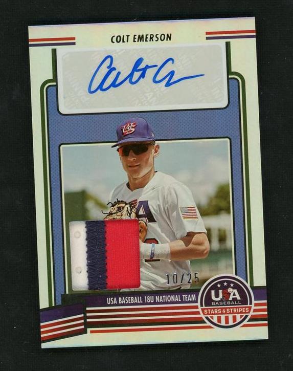 2023 Panini Stars & Stripes Colt Emerson #18U-CE Patch Auto /25