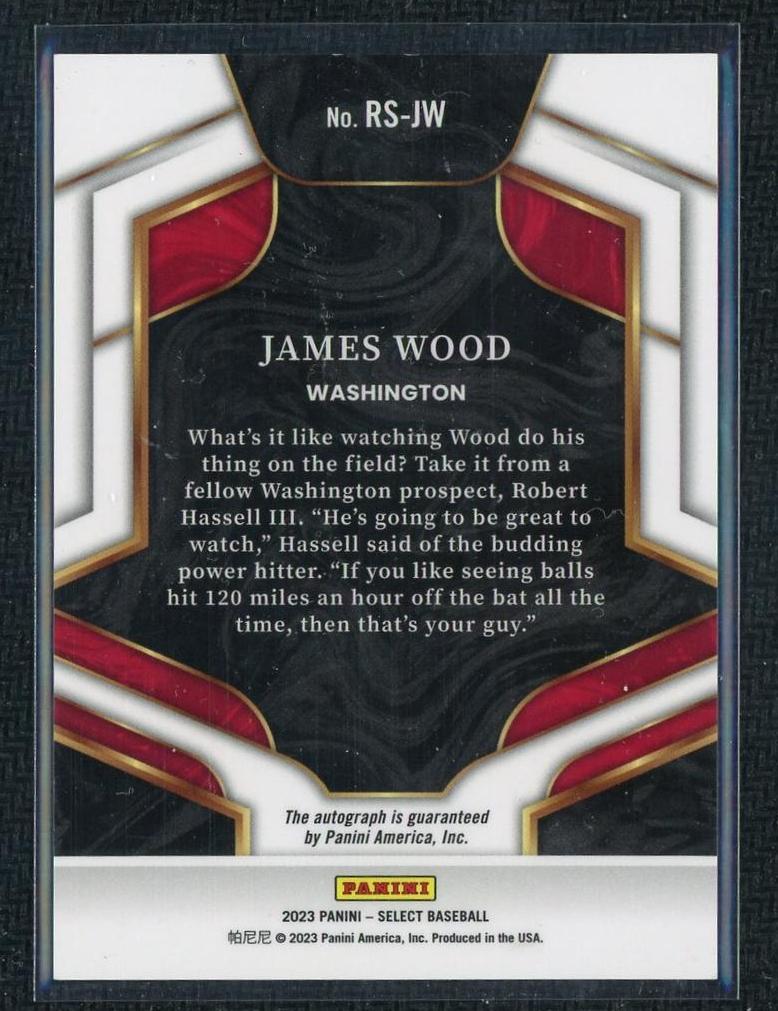 2023 Panini Select James Wood Rookie #RS-JW Auto