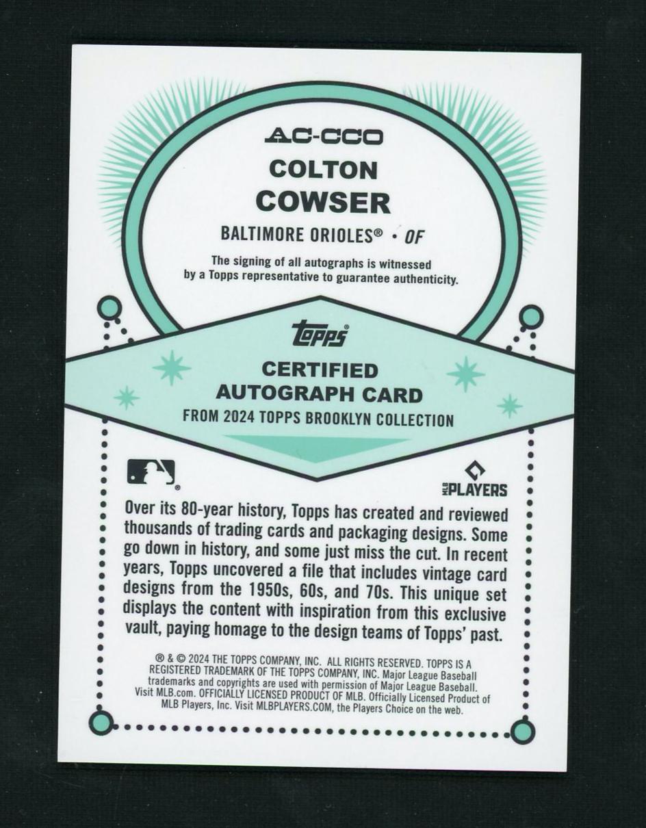2024 Topps AC-CCO Colton Cowser Brooklyn Collection Rookie Baltimore Orioles Auto