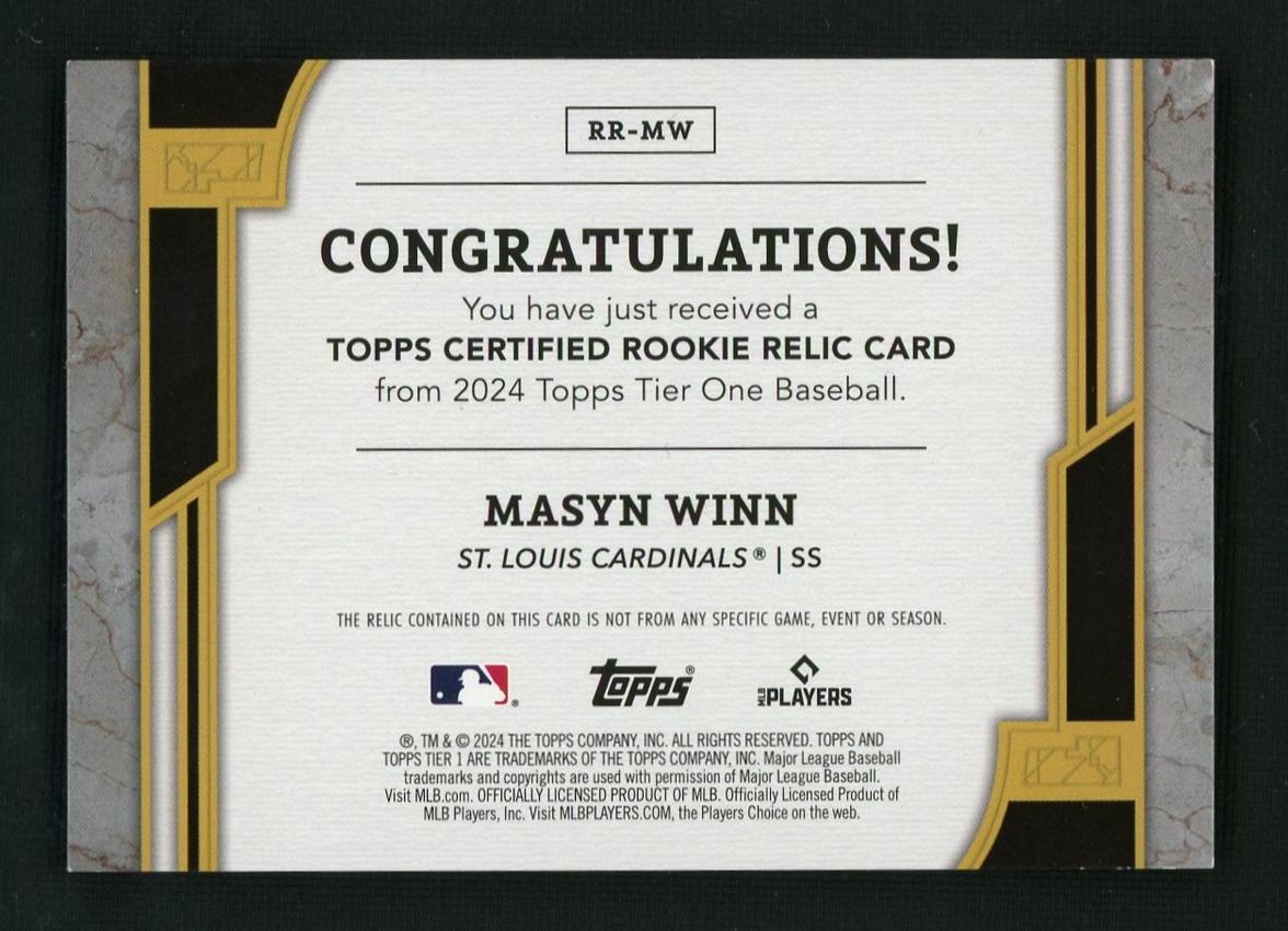 2024 Topps Tier One Masyn Winn #RR-MW RC Relic /199