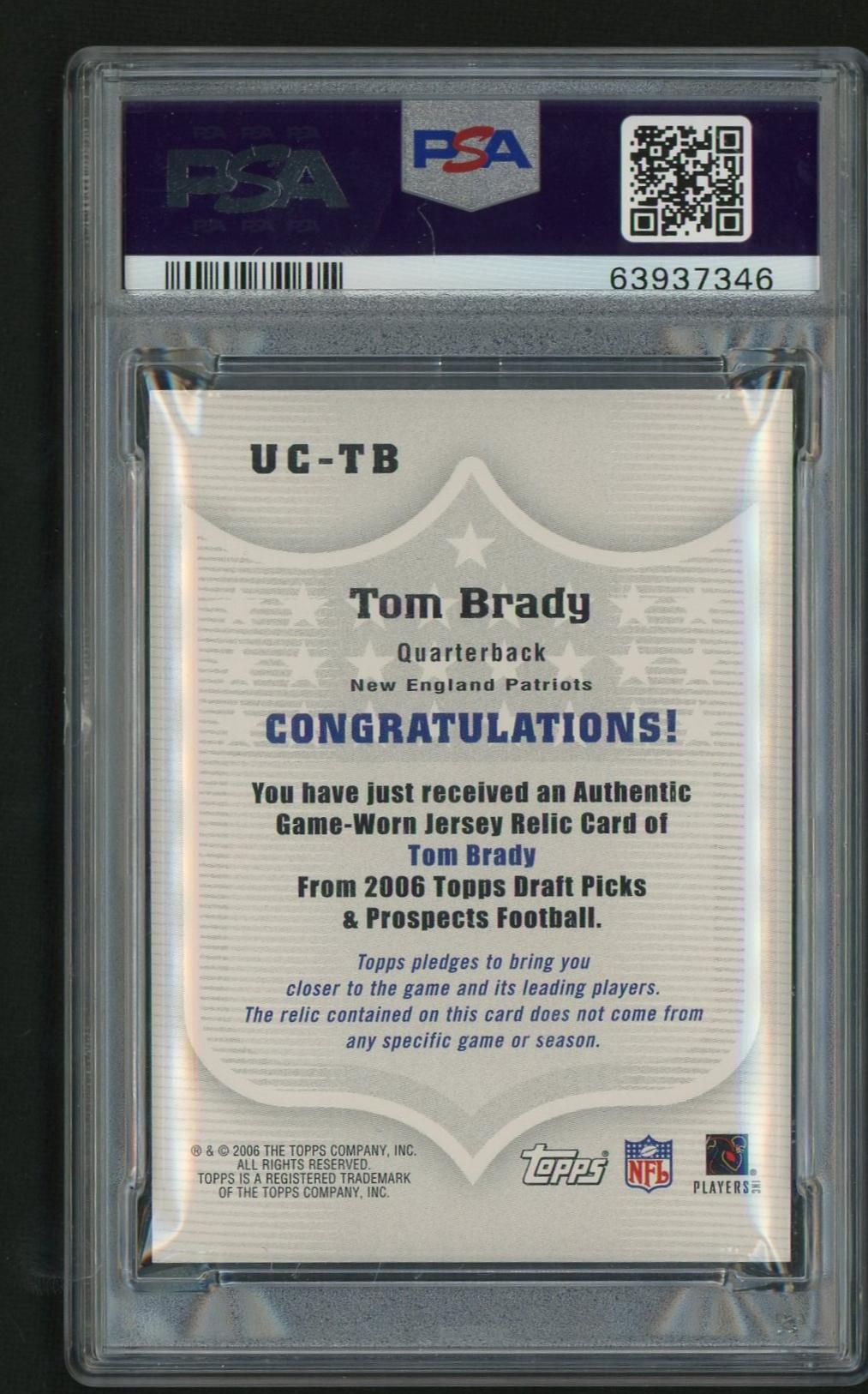 2006 Topps Draft Picks and Prospects #UCTBE Tom Brady Upperclassmen Jersey PSA 9