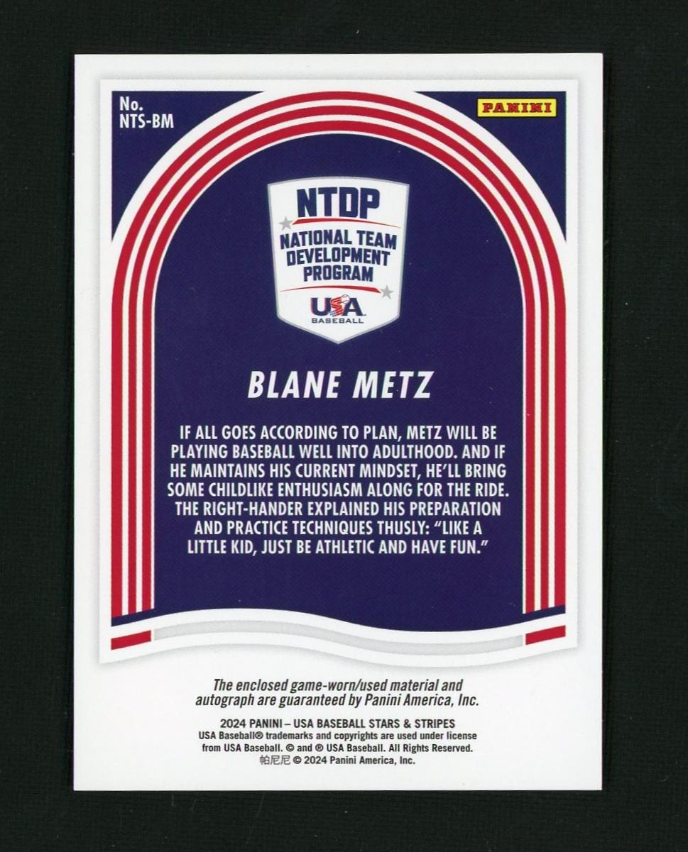 2024 Panini Stars & Stripes NTS-BM Blane Metz National Team Development Program Auto