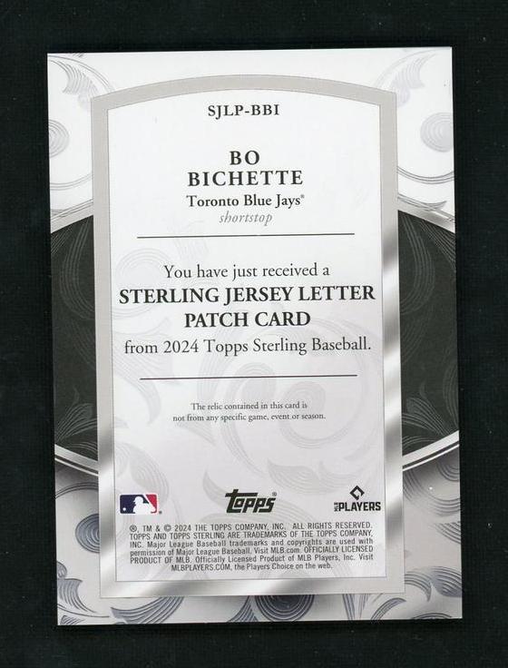 2024 Topps Sterling Bo Bichette #SJLP-BBI Patch 1/1