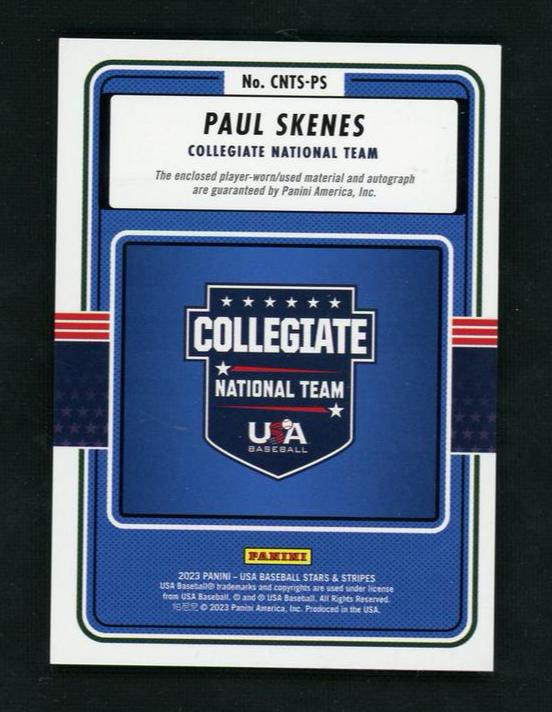2023 Panini USA Baseball Stars & Stripes CNTS-PS Paul Skenes Collegiate National Team Collegiate National Team Auto