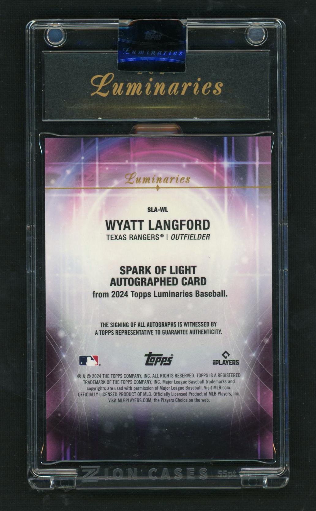 2024 Topps Luminaries SJA-WL Wyatt Langford Spark of Light Rookie Texas Rangers Auto