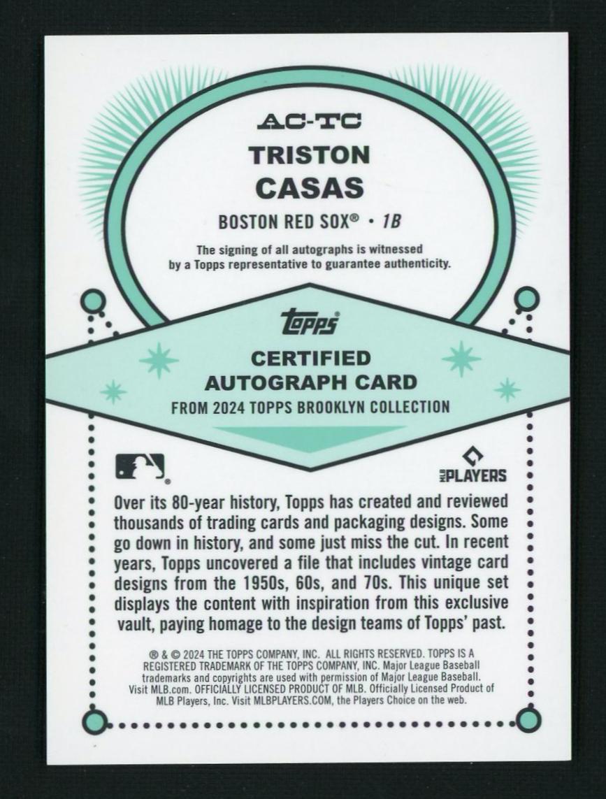 2024 Topps Brooklyn Collection AC-TC Triston Casas /25 Boston Red Sox Auto