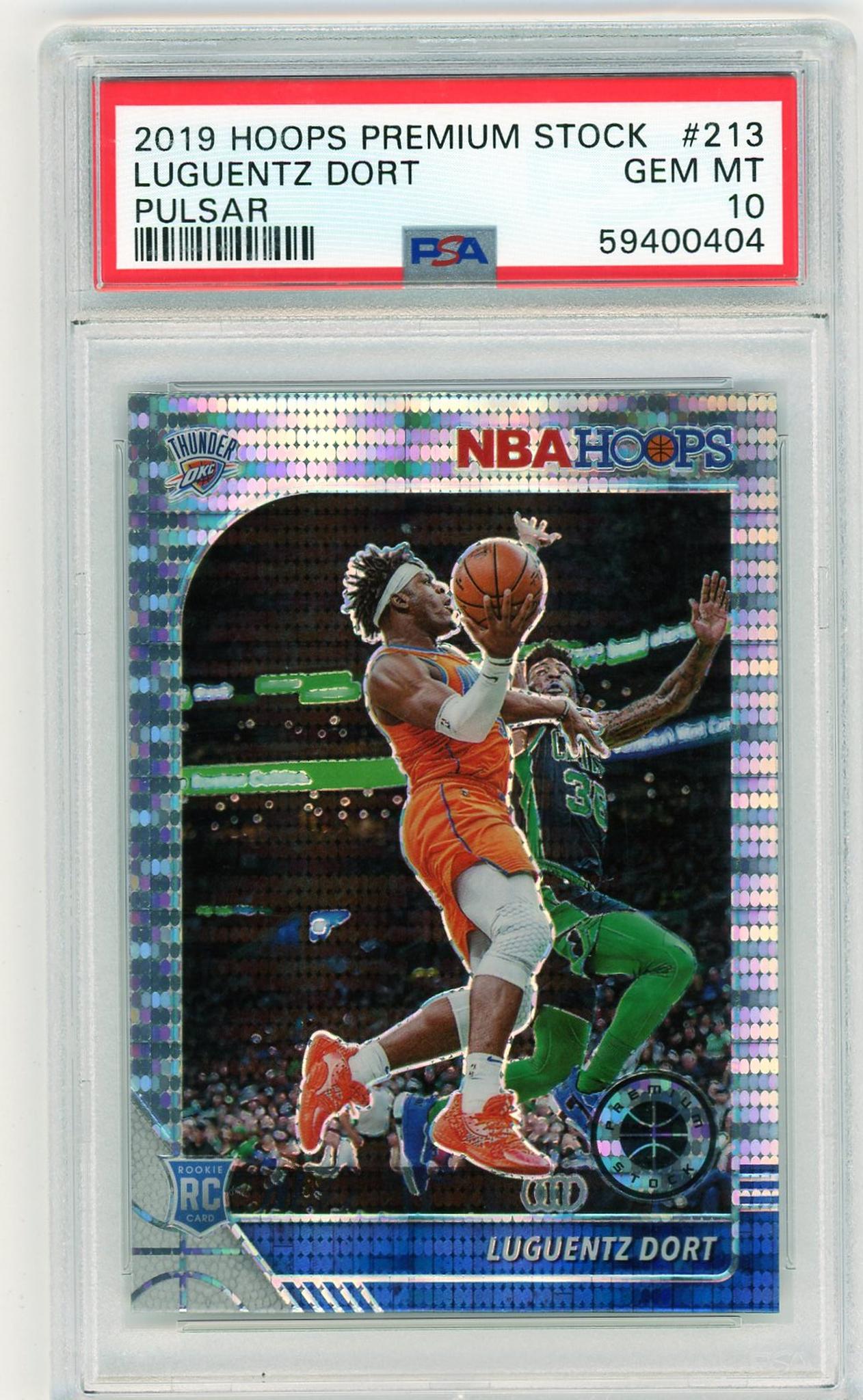 2019 Panini Hoops Premium Stock #213 Luguentz Dort Pulsar Rookie PSA 10