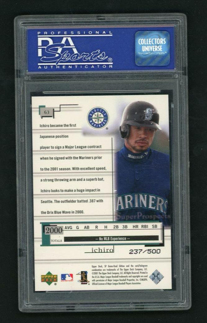 2001 SP Game-Used Ichiro Suzuki #63 /500 PSA 9
