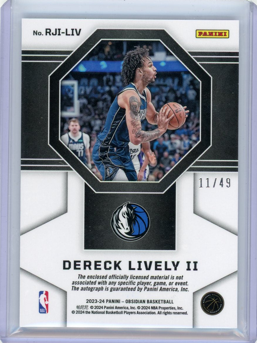 2023 Panini Obsidian Purple Dereck Lively II #RJI-LIV RC Patch Auto /49