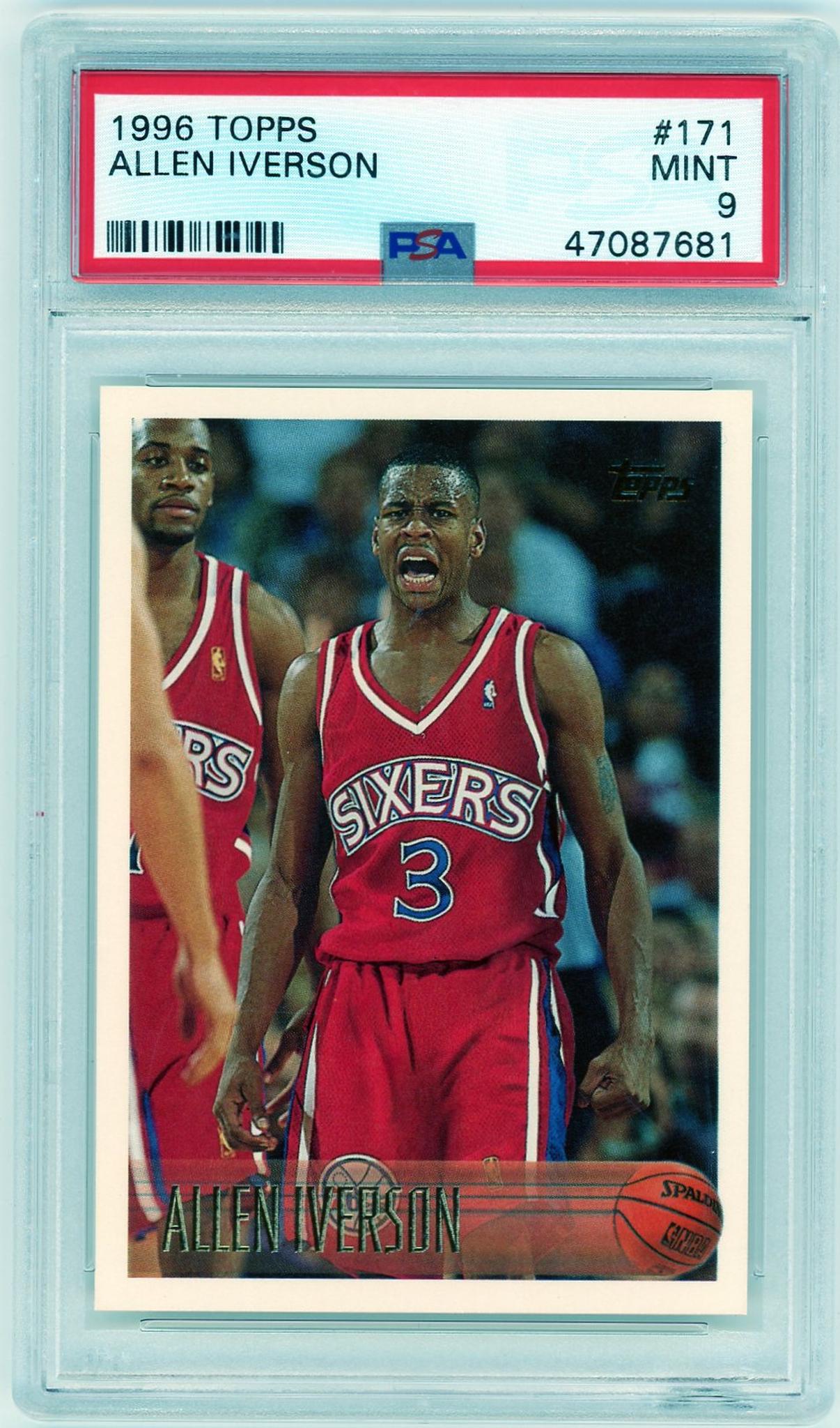 1996 Topps #171 Allen Iverson Rookie PSA 9 Mint Philadelphia 76ers