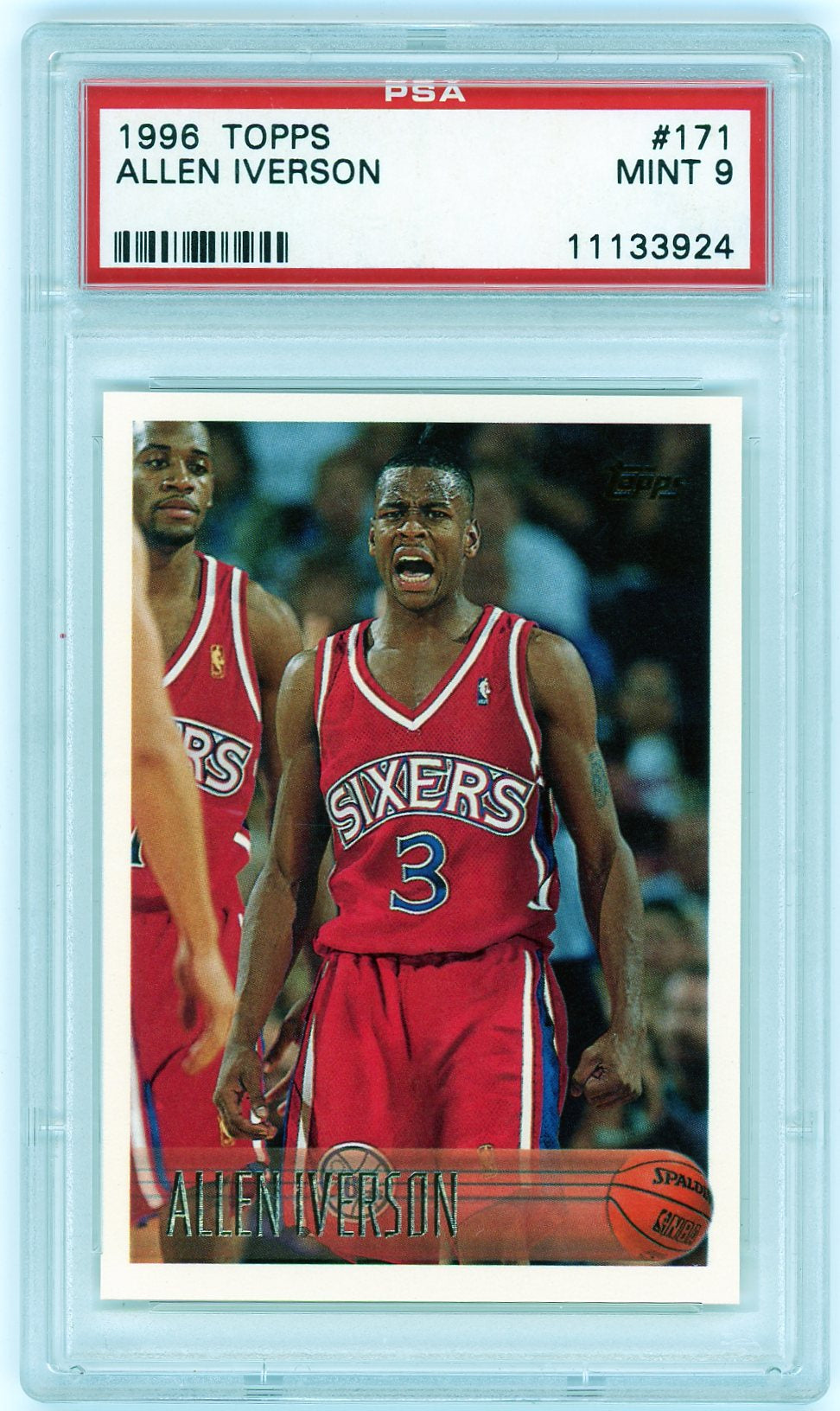 1996 Topps #171 Allen Iverson Rookie PSA 9 Mint Philadelphia 76ers