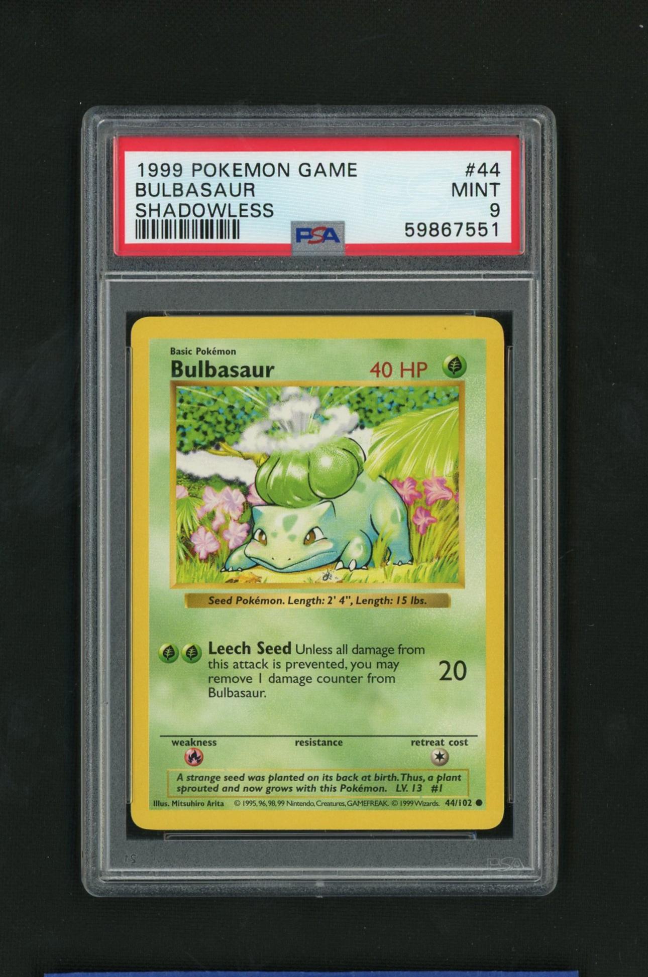 1999 Pokemon Base Set #44 Bulbasaur Shadowless PSA 9