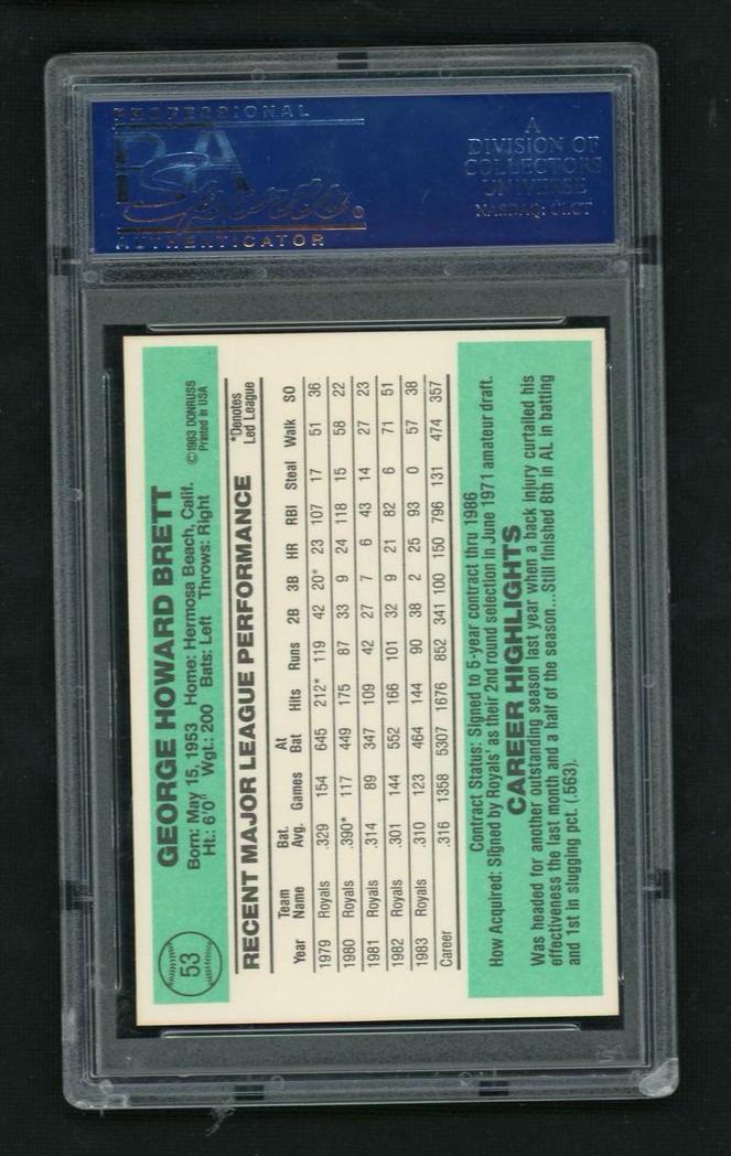 1984 Donruss George Brett #53 PSA 10 GEM MT