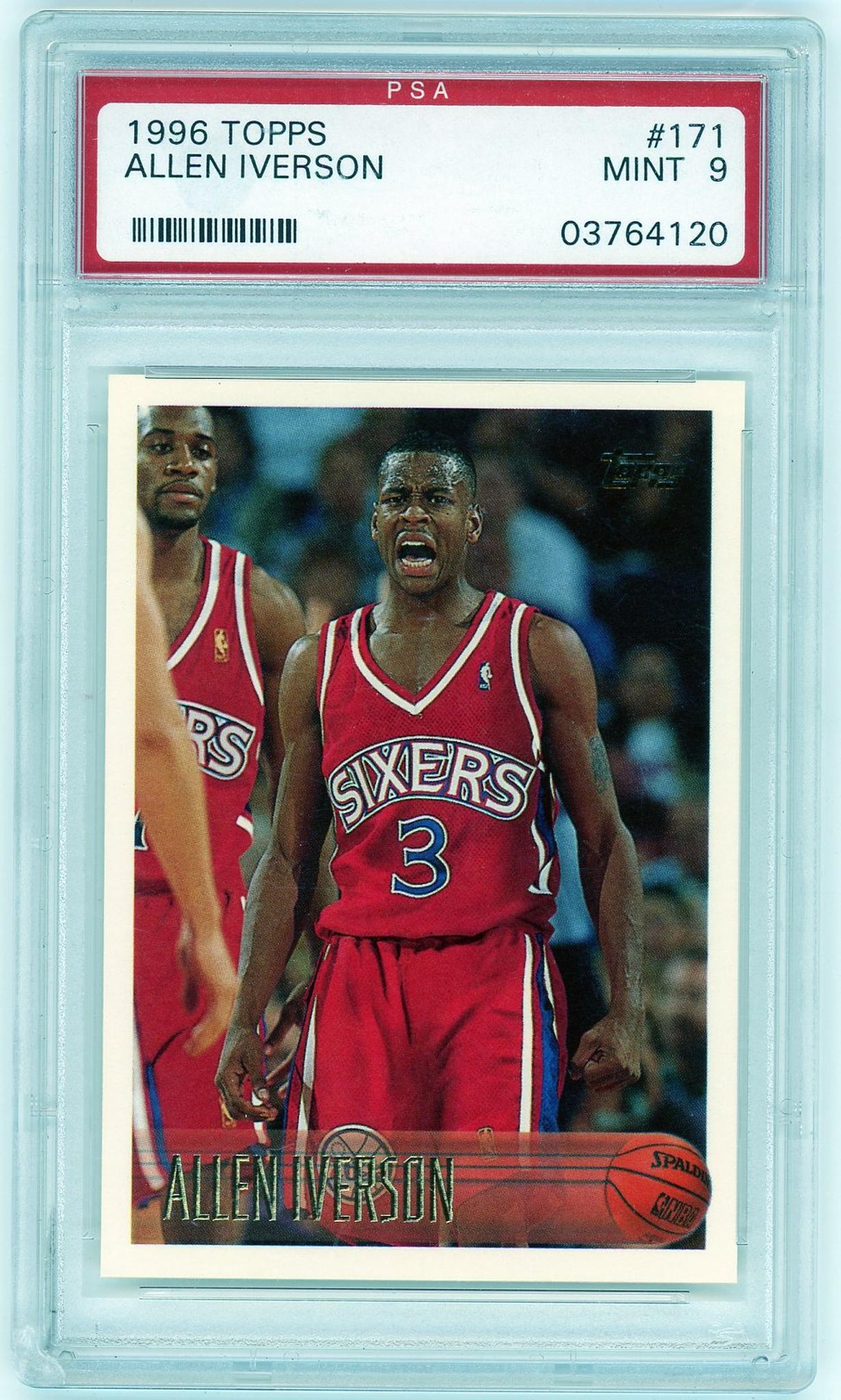 1996 Topps #171 Allen Iverson Rookie PSA 9 Mint Philadelphia 76ers