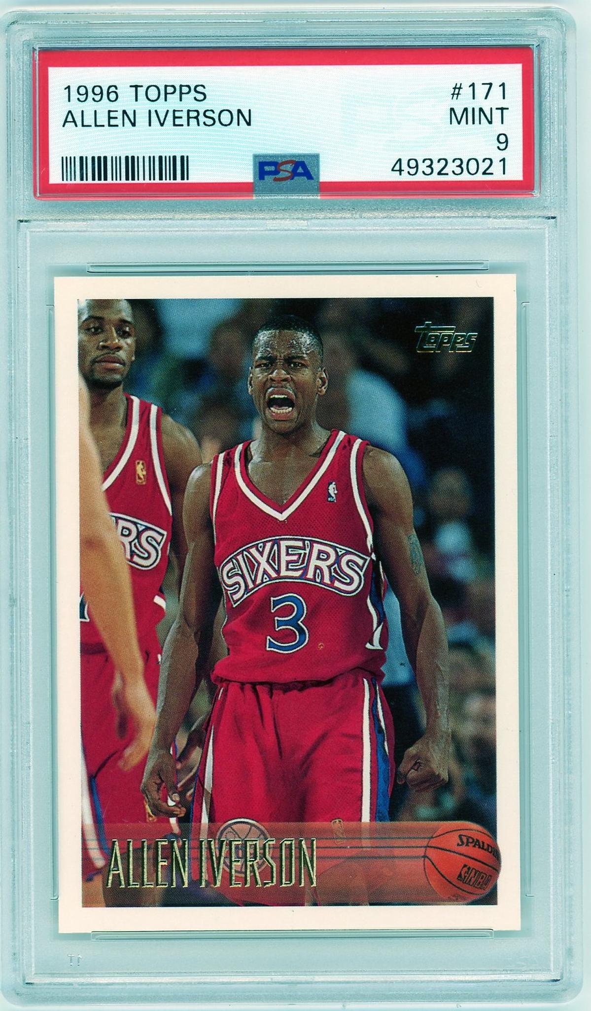 1996 Topps #171 Allen Iverson Rookie PSA 9 Mint Philadelphia 76ers