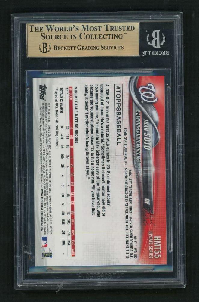 2018 Topps Chrome Update Juan Soto #HMT55 BGS 9.5 RC