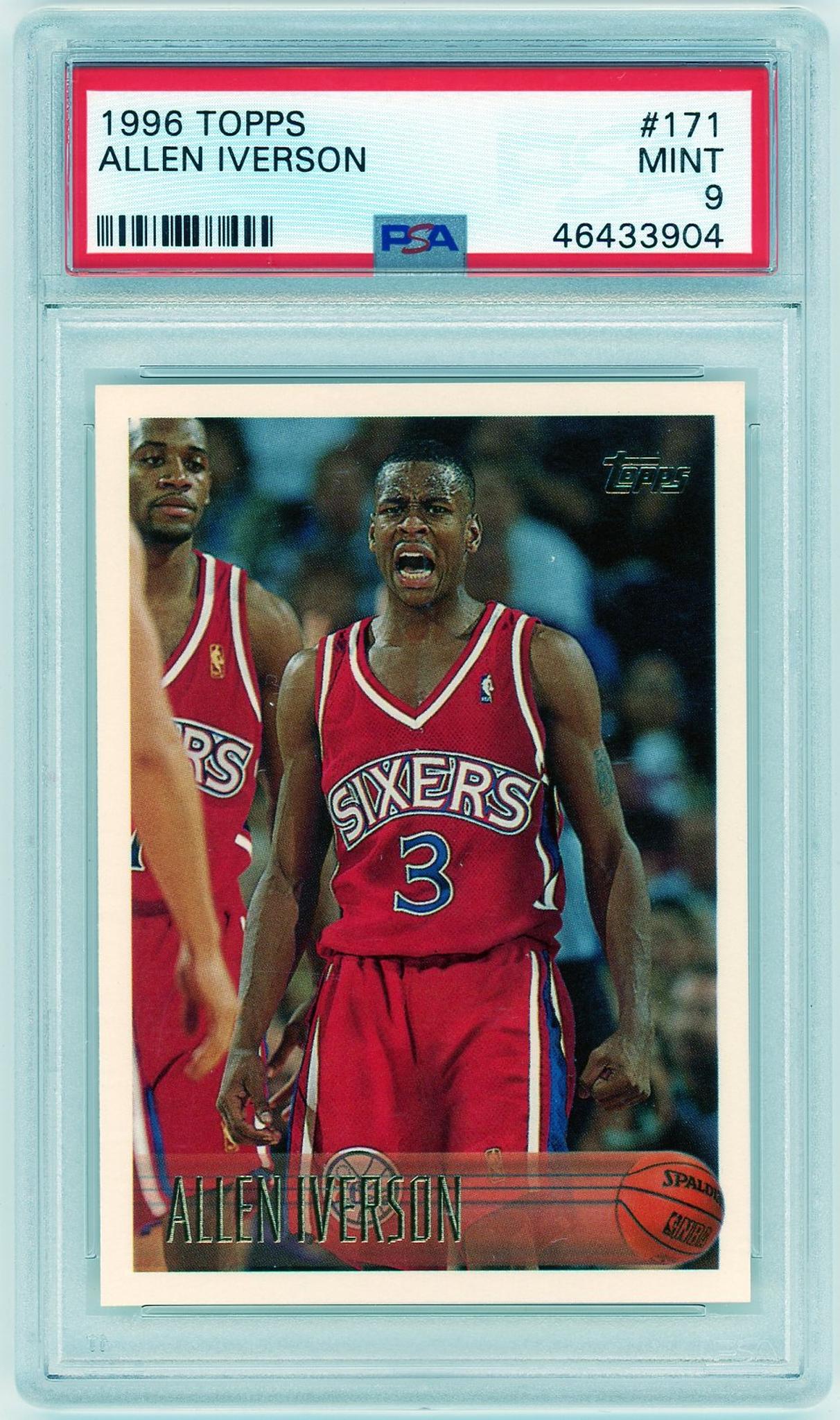 1996 Topps #171 Allen Iverson Rookie PSA 9 Mint Philadelphia 76ers