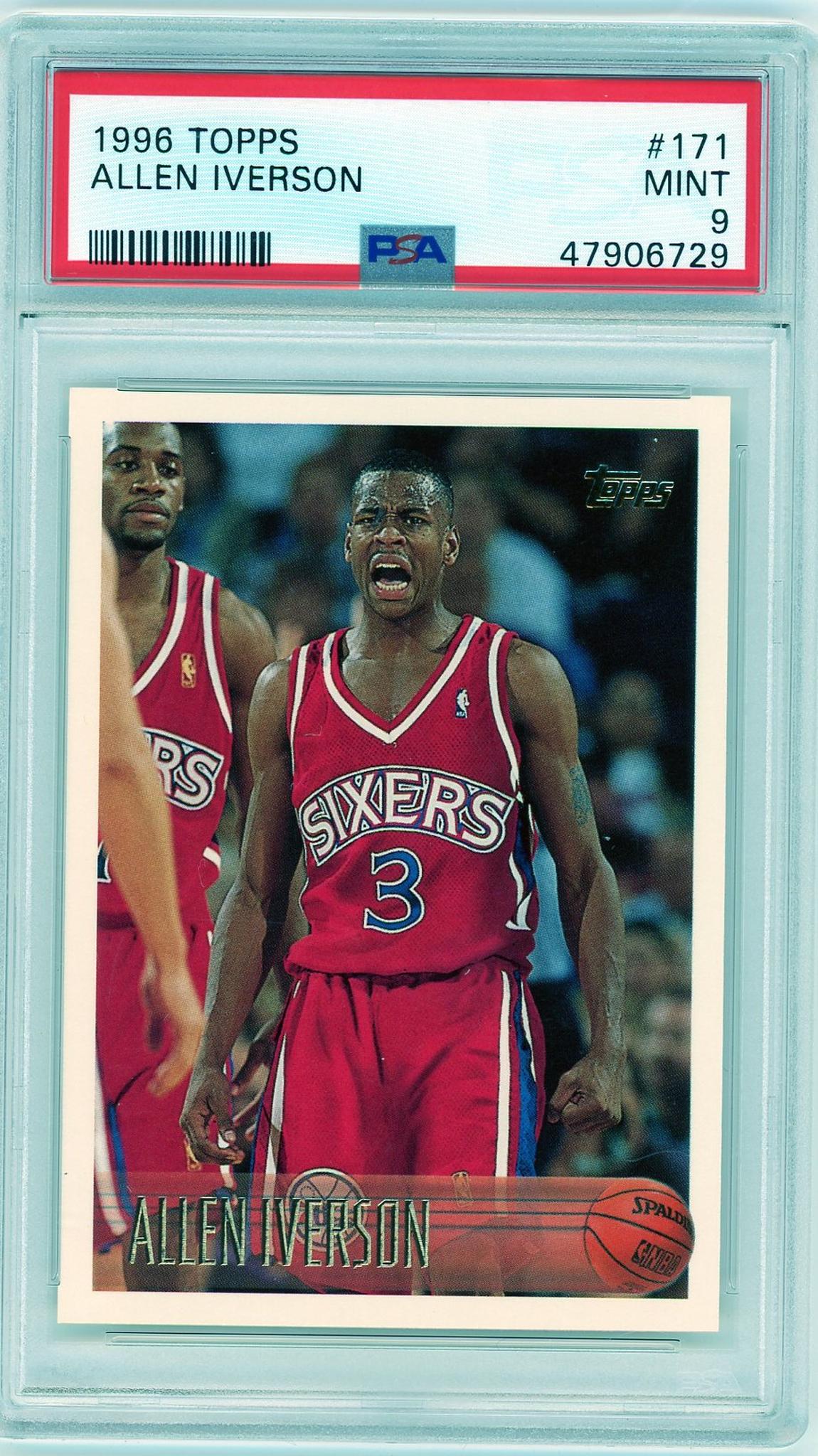 1996 Topps #171 Allen Iverson Rookie PSA 9 Mint Philadelphia 76ers