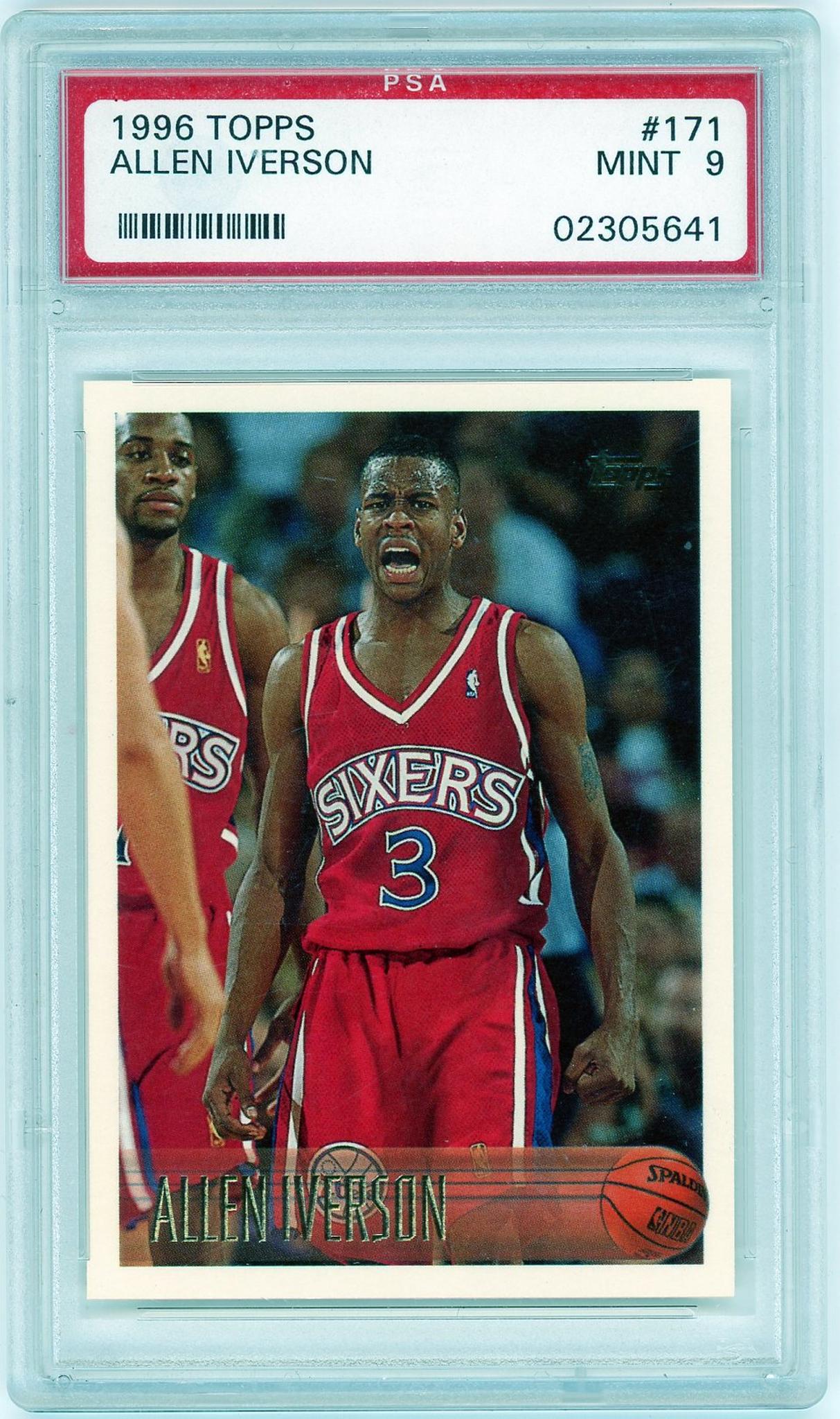 1996 Topps #171 Allen Iverson Rookie PSA 9 Mint Philadelphia 76ers