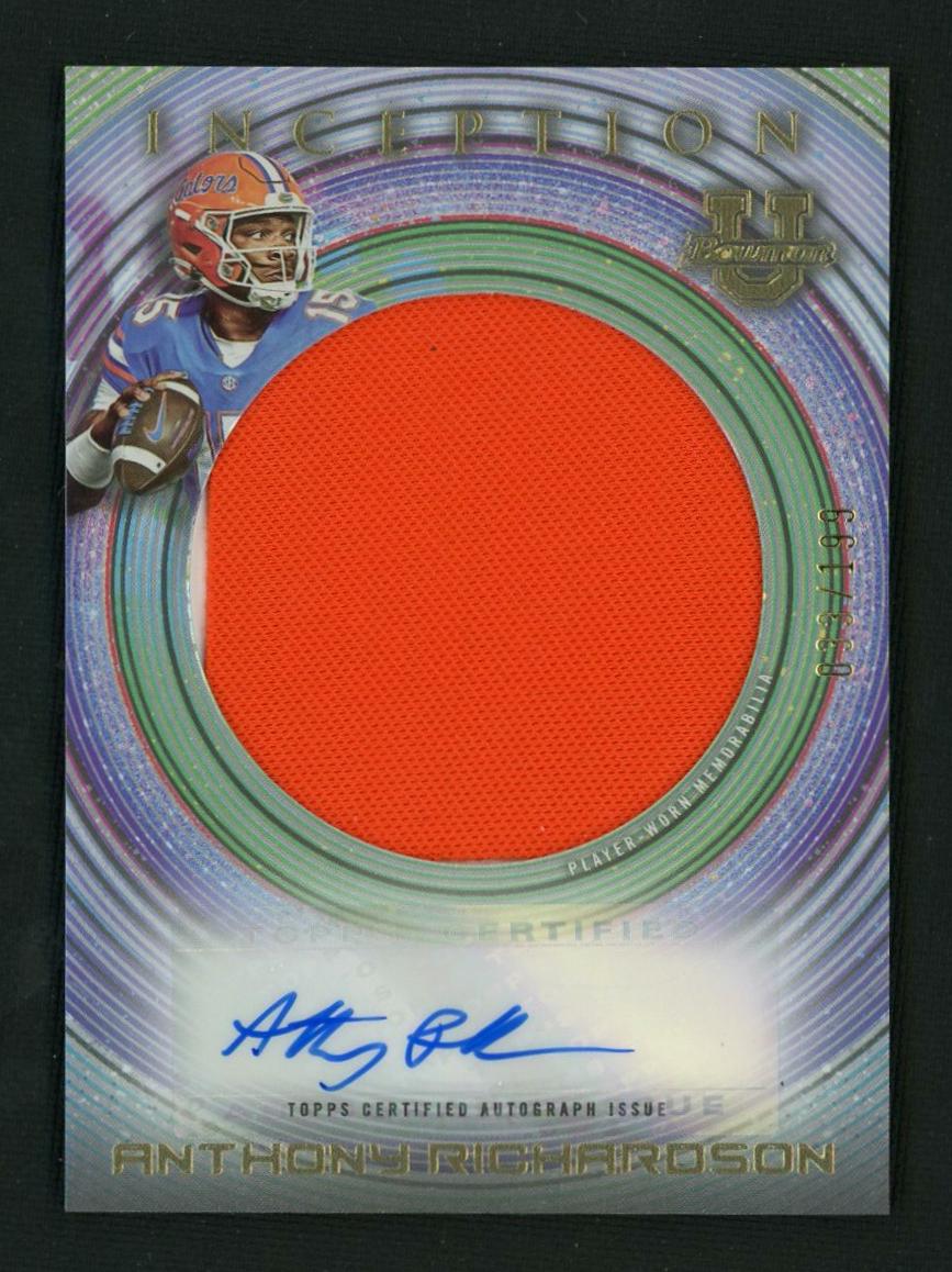2022 Bowman Inception IAJR-AR Anthony Richardson Inception Jumbo Relic Autograph /199 Florida