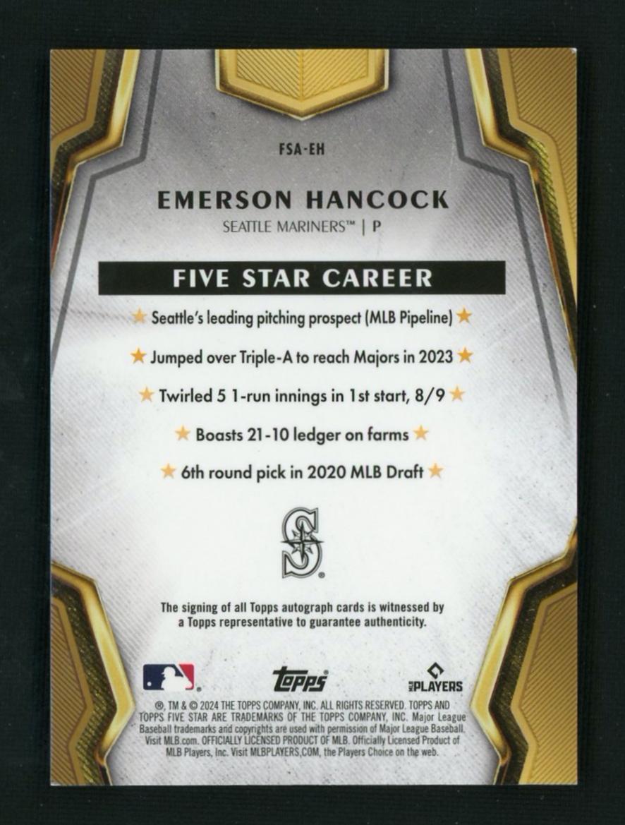 2024 Topps Five Star Emerson Hancock #FSA-EH RC Auto /15