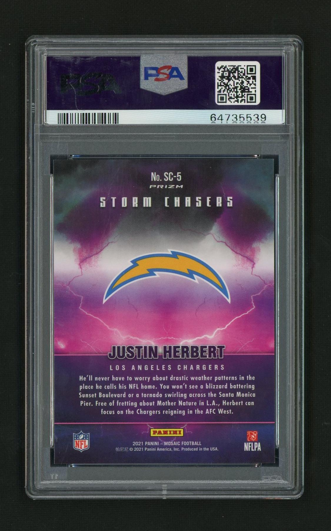 2021 Panini Mosaic #5 Justin Herbert Storm Chasers PSA 10