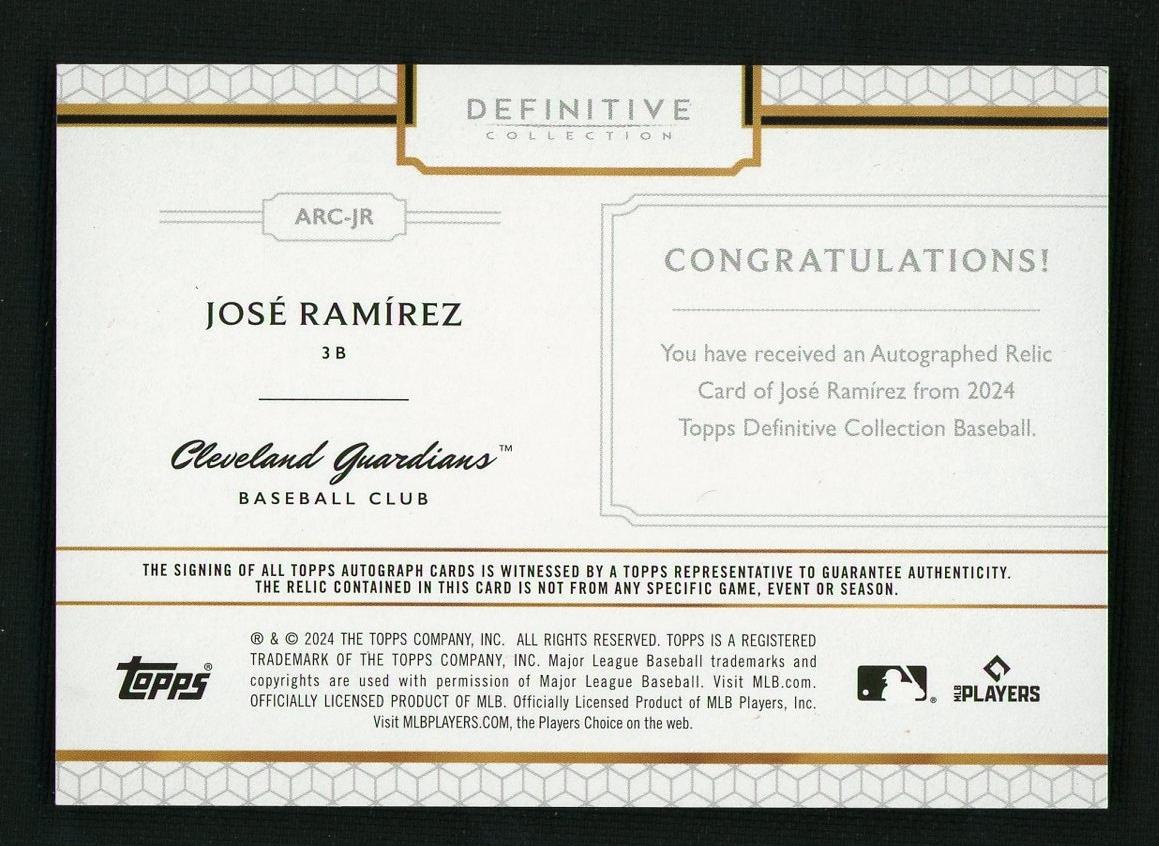 2024 Topps Definitive Collection #ARC-JR José Ramírez Definitive Collection /25