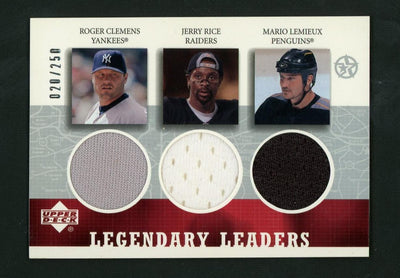 2003 UD Superstars Legendary Leaders Clemens Rice Lemieux #RC/JR/ML-L /250
