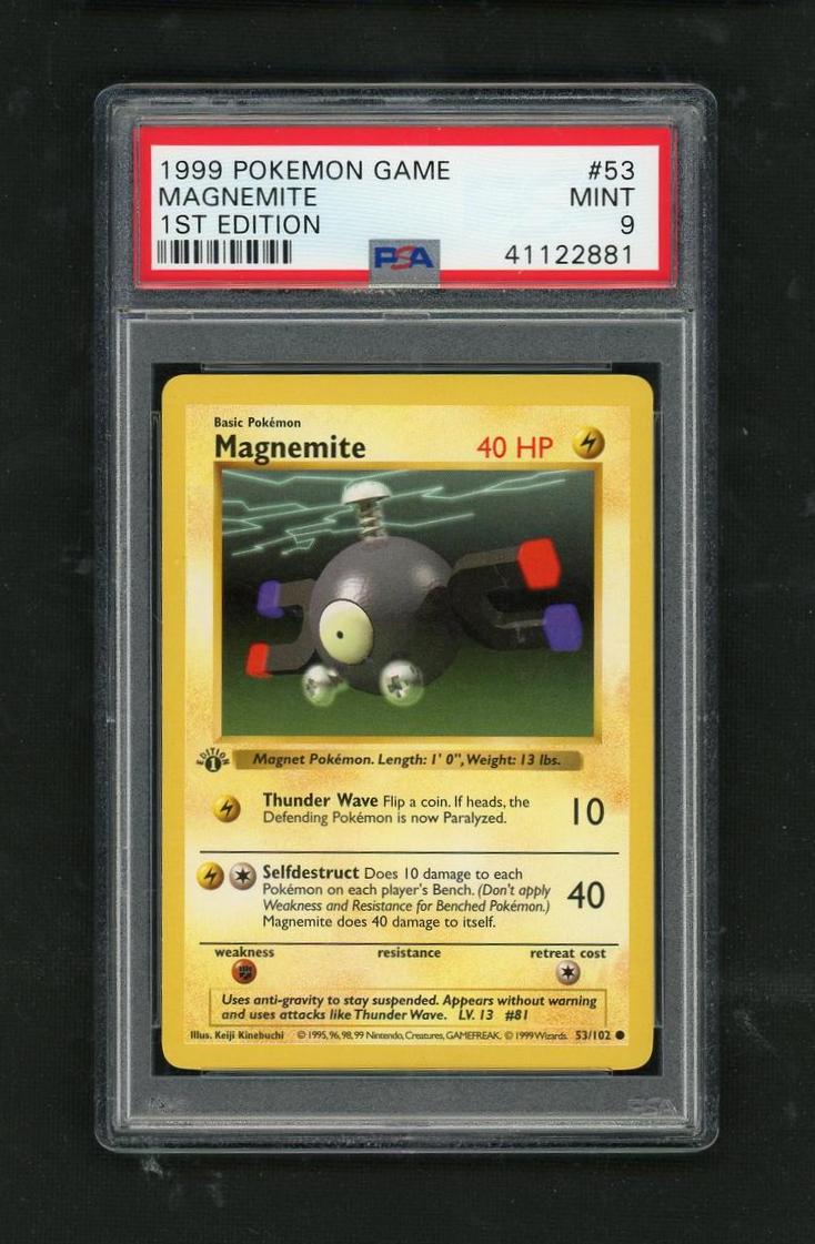 1999 Pokemon Base Set #53 Magnemite 1st Edition PSA 9