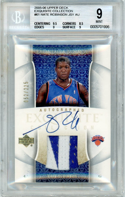 2005 Exquisite Collection Rookie Patch Autograph Nate Robinson #61 /225 BGS 9