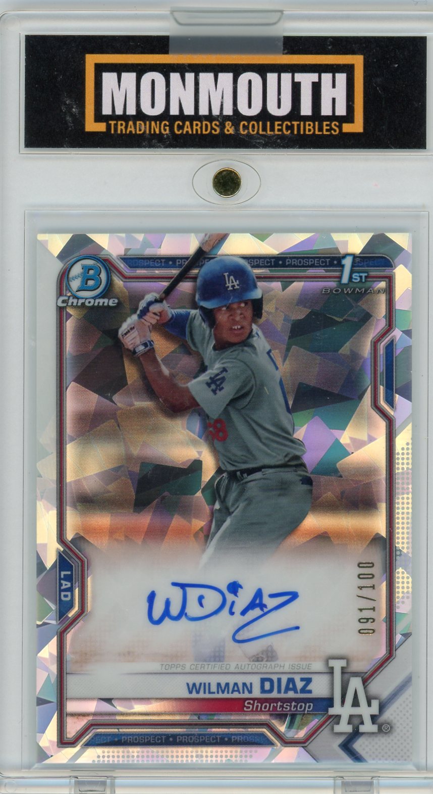 2021 Bowman Chrome Prospect Autograph Atomic Refractor Wilman Diaz #CPAWD /100