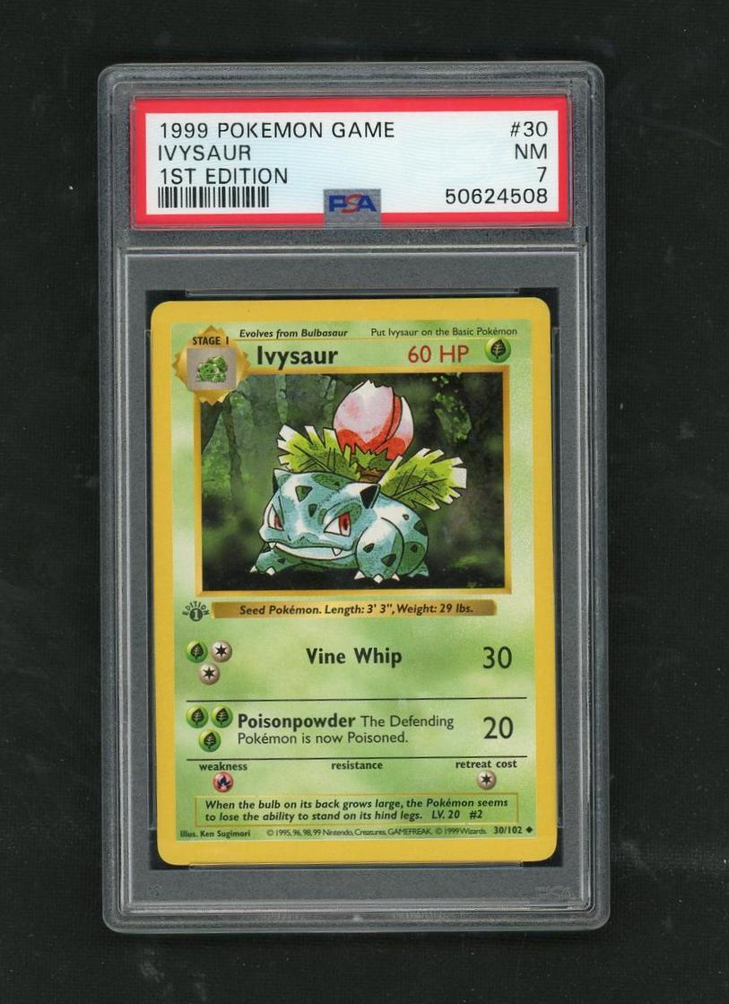 1999 Pokémon Base Set Ivysaur #30 1st Edition PSA 7