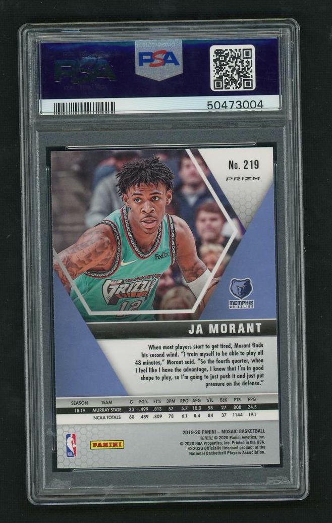 2019 Panini Mosaic #219 Ja Morant Green Mosaic PSA 9