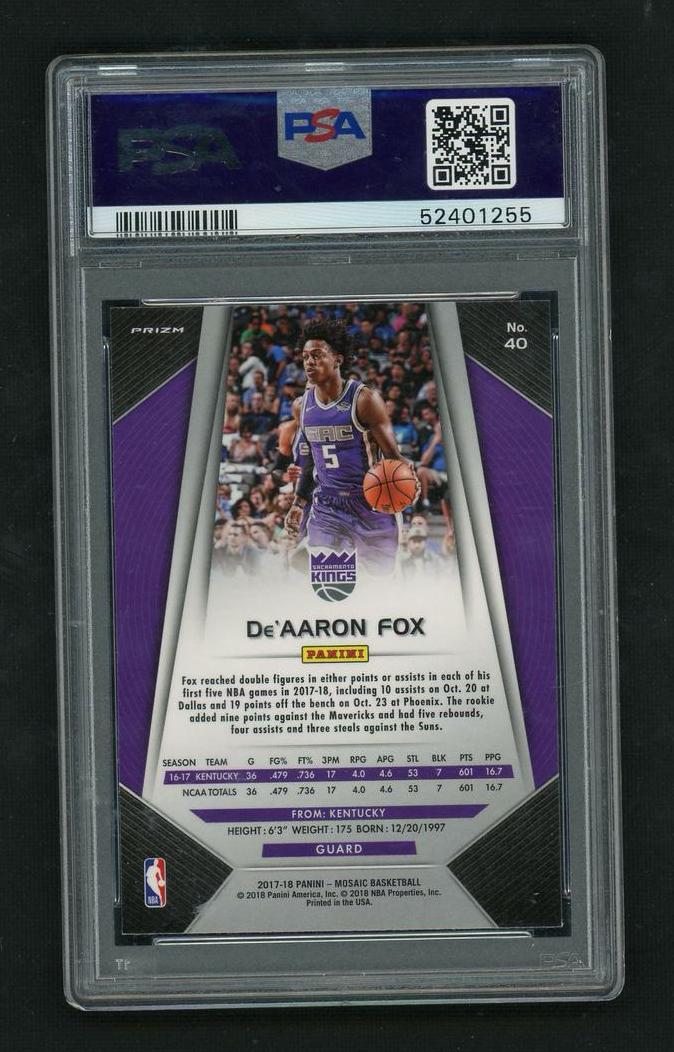 2017 Panini Prizm Mosaic #40 De'Aaron Fox Mosaic PSA 10